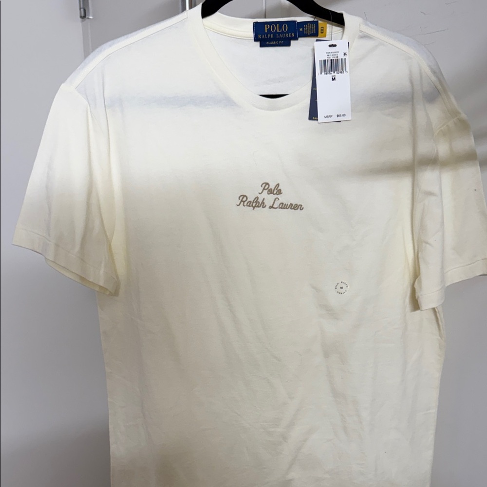 BRAND NEW WITH TAGS! Polo by Ralph Lauren Cream Short Sleeve Crew Neck T-Shirt